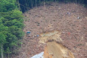 県道17号線土砂崩れ災害現場工事